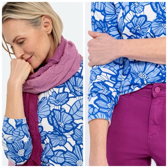 BONITA NWT RARE XXL Floral Fine Knit Pullover Sweater • Germany Exclusive - Picture 9 of 12